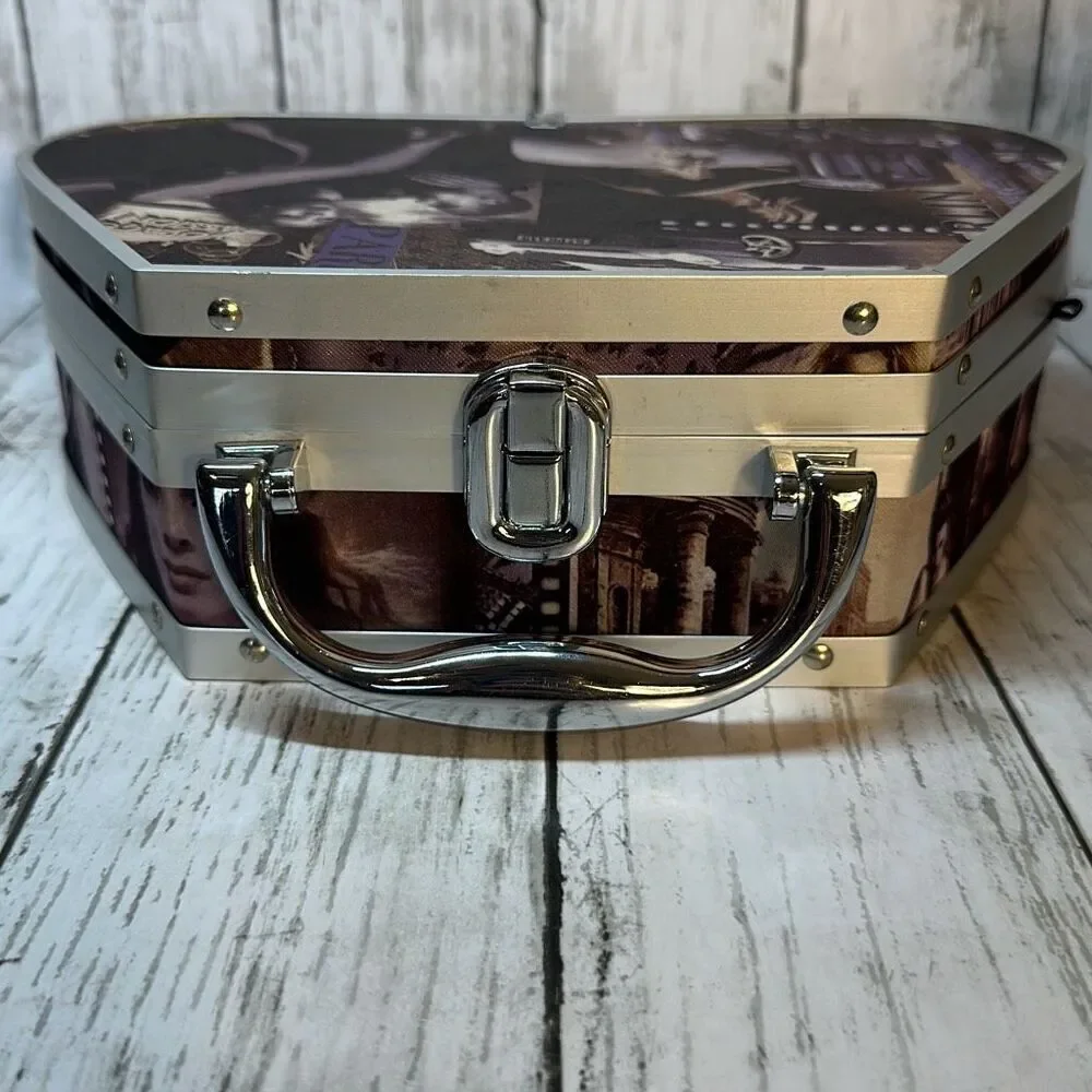 Vintage Hard Shell BERLIN LONDON PARIS Handbag Jewelry‎ Case Organizer Footed